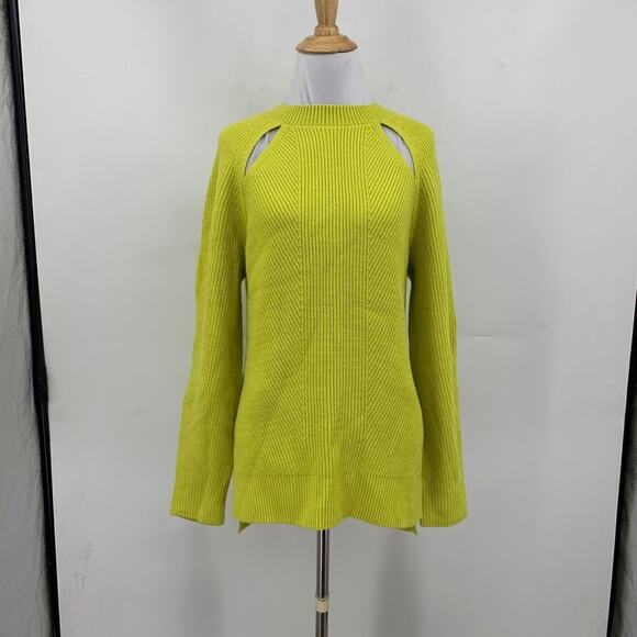 Express Sweater Womens S Small Wasabi Cutout Long Sleeve Drop Cut Hem Pullover - Picture 2 of 13